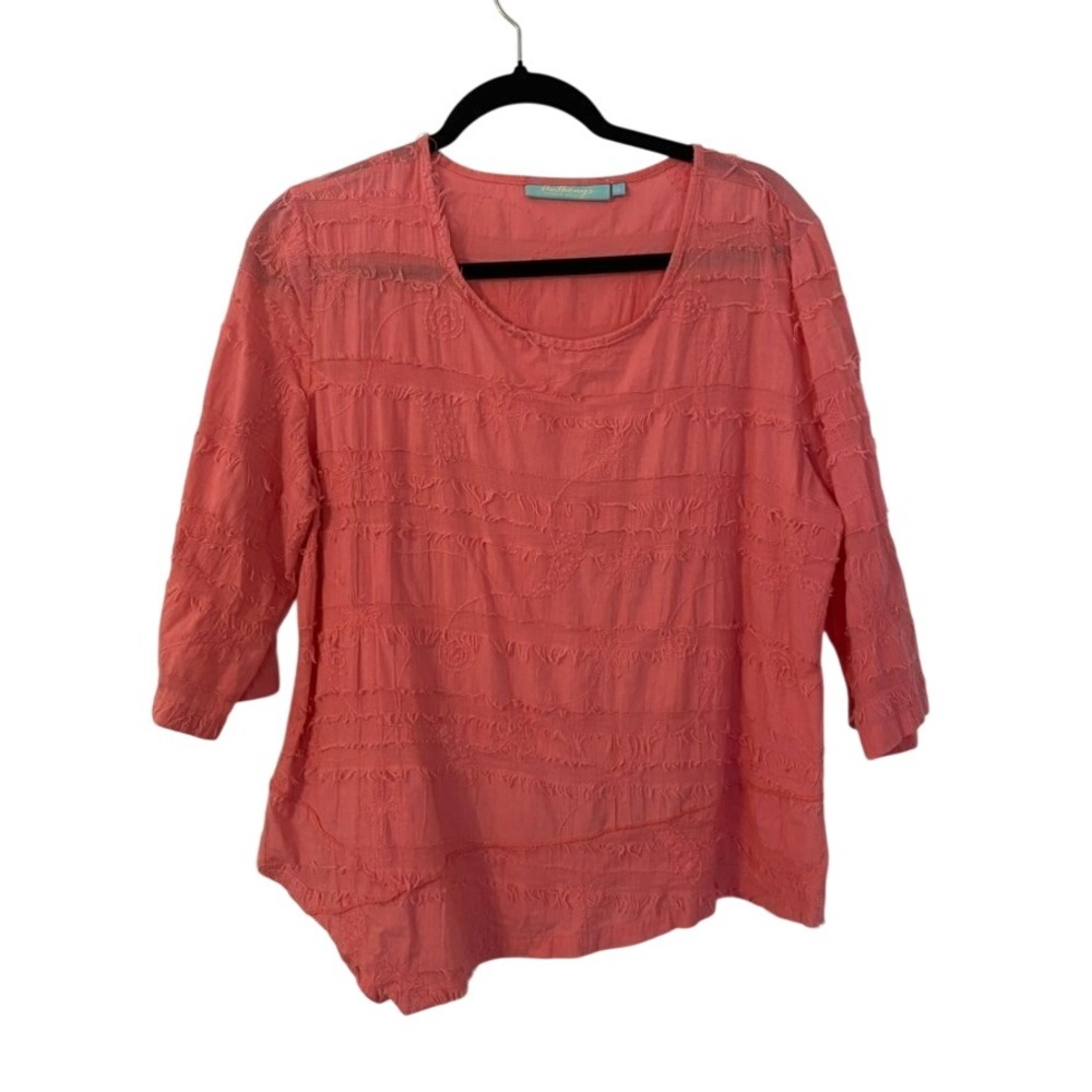 Pink Coquette Romantic‎ Boho Top L Unique Soft Girl Aesthetic Blouse Embroidered